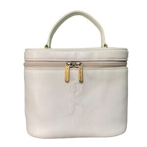 Vintage Roberta Di Camerino White Leather Makeup Case Top Handle Bag Purse Rare